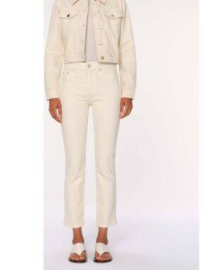 NEW DL1961  Jean Ecru White Size 30 Mara Straight Mid Rise Instasculpt Ankle